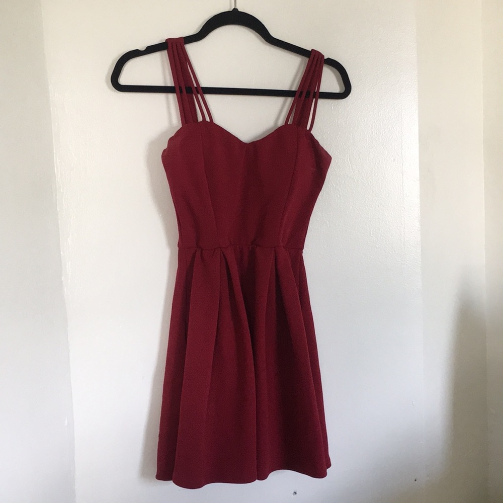 Fit and Flare Wine Colored Dress!